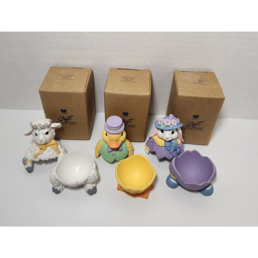 3 New Vintage 1997 Avon Egg Pals Easter Egg Holder Original Boxs Lamb Duck Bunny - Picture 3 of 12